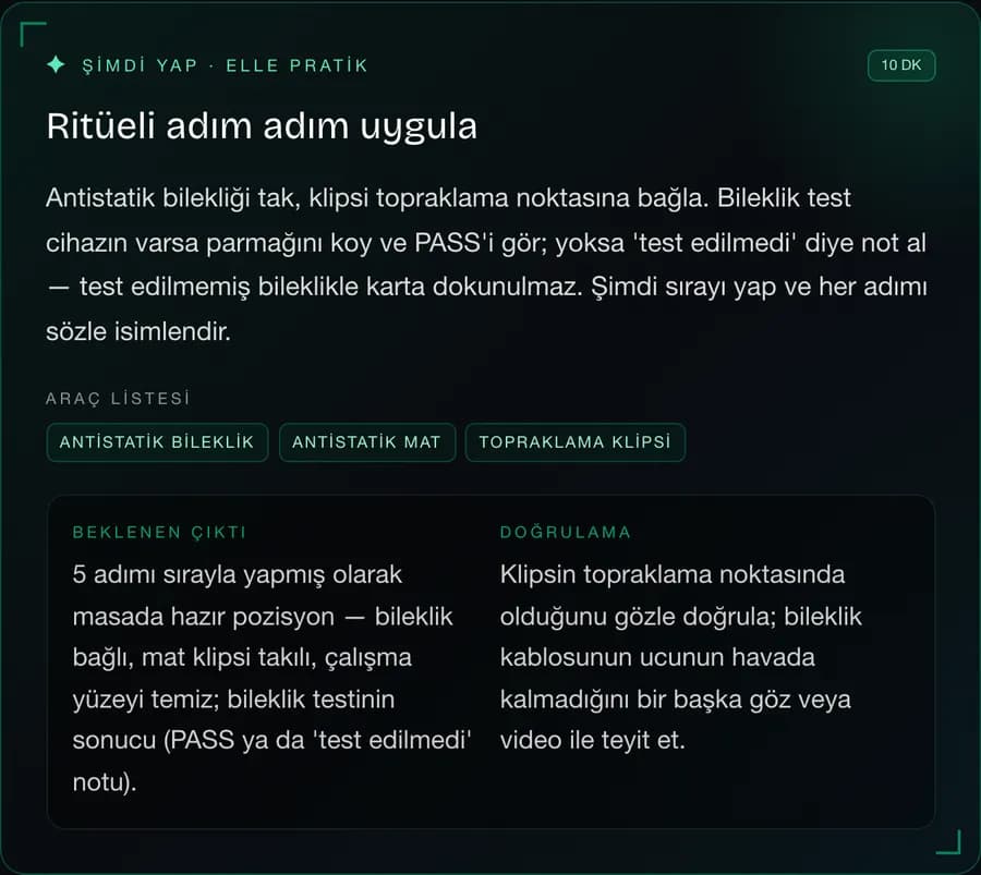 Şimdi yap görevi: araç listesi, beklenen çıktı, doğrulama